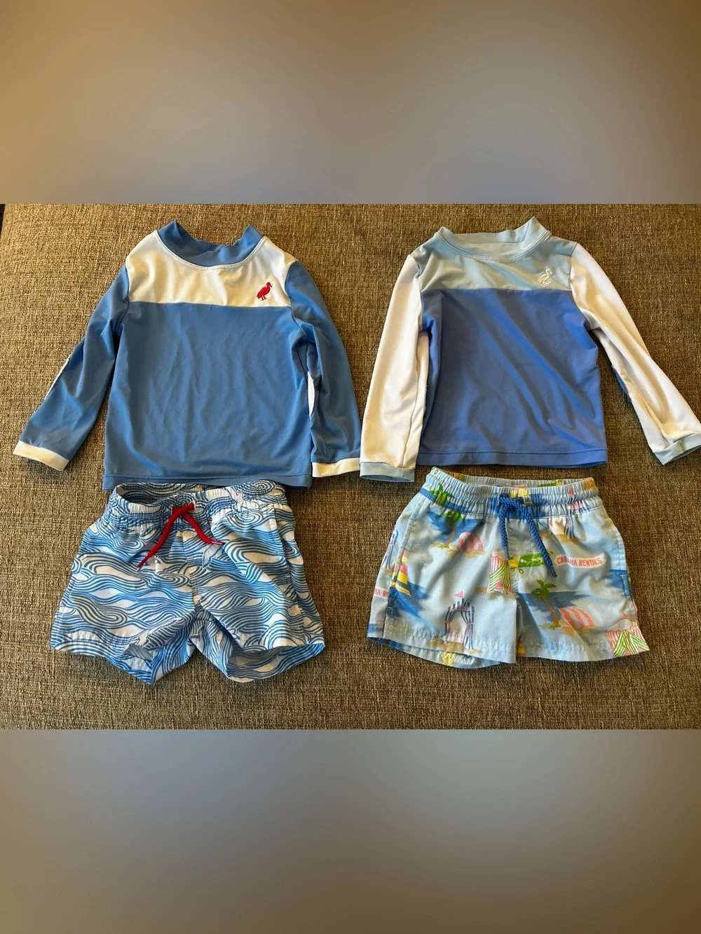 Kids Long Sleeve Rash Guard Swim Shirt - Light Blue (Set)